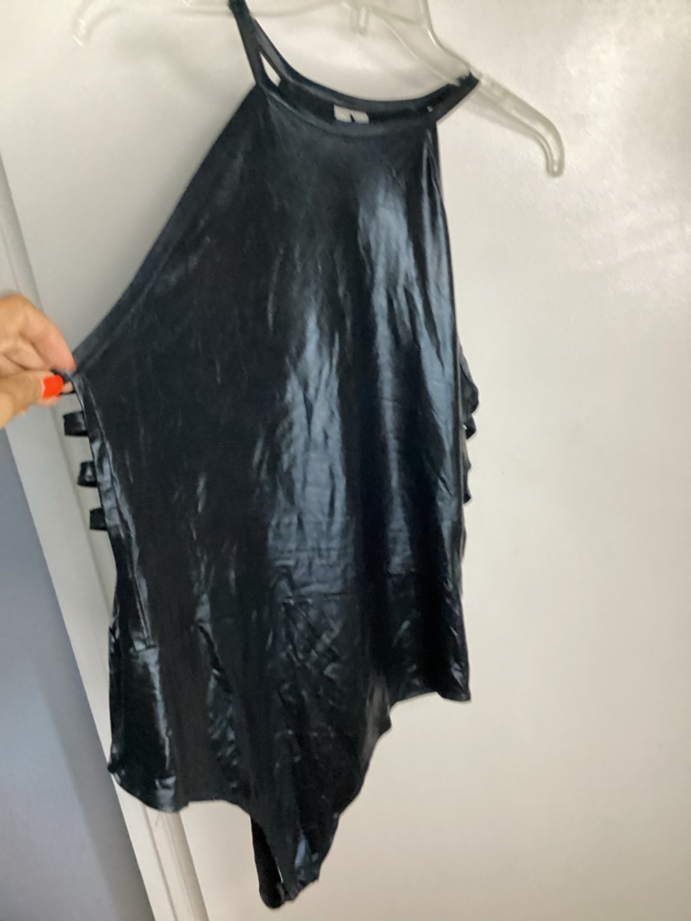 ASOS Black Satin High-Neck Bodysuit with Side Cut Outs 16